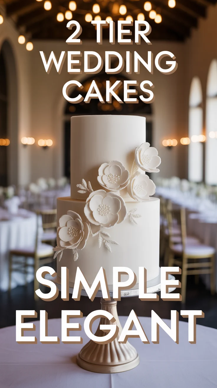 2 Tier Wedding Cakes Simple Elegant