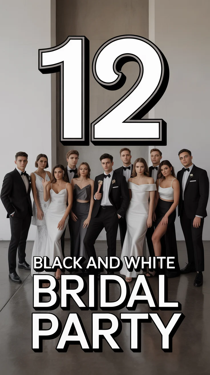 🖤 12 Black And White Bridal Party