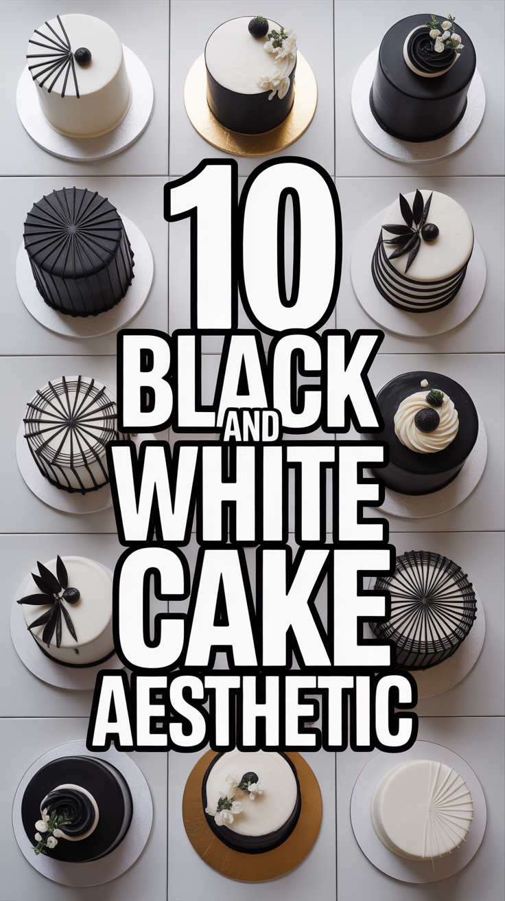 🎂 10 Black And White Cake Aesthetic