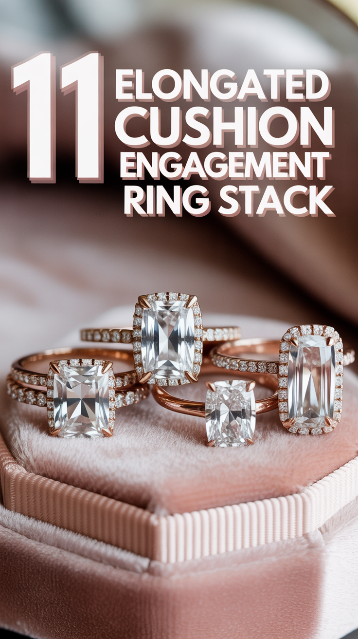 💍 11 Elongated Cushion Engagement Ring Stack