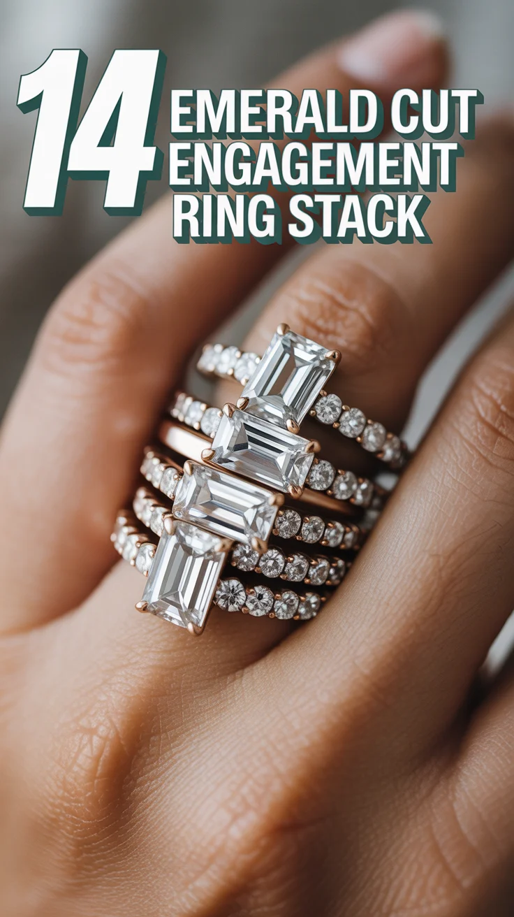 ✨ 14 Emerald Cut Engagement Ring Stack