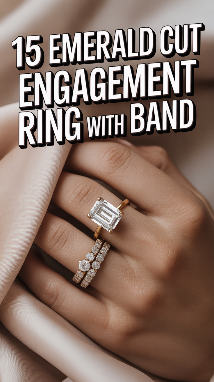 💍 15 Emerald Cut Engagement Ring With Band
