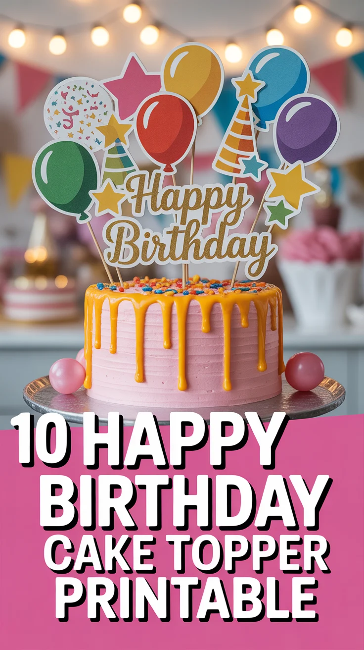 🎉 10 Happy Birthday Cake Topper Printable