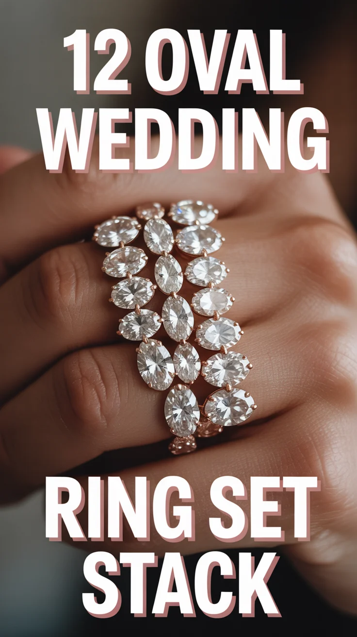 💍 12 Oval Wedding Ring Set Stack