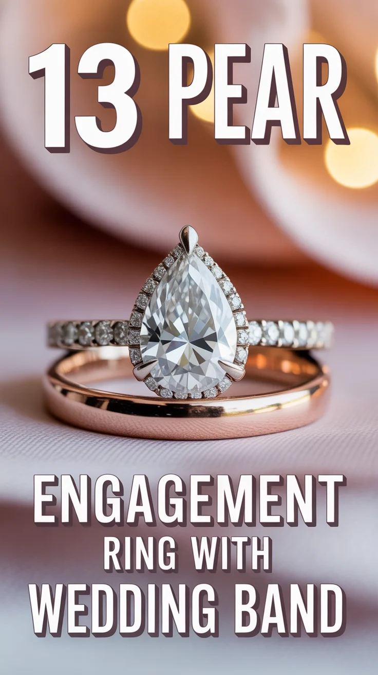 🍐 13 Pear Engagement Ring With Wedding Band
