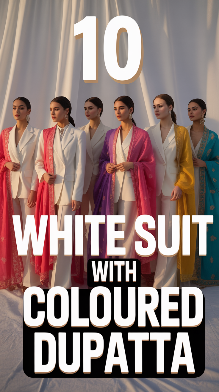🌈 10 White Suit With Coloured Dupatta