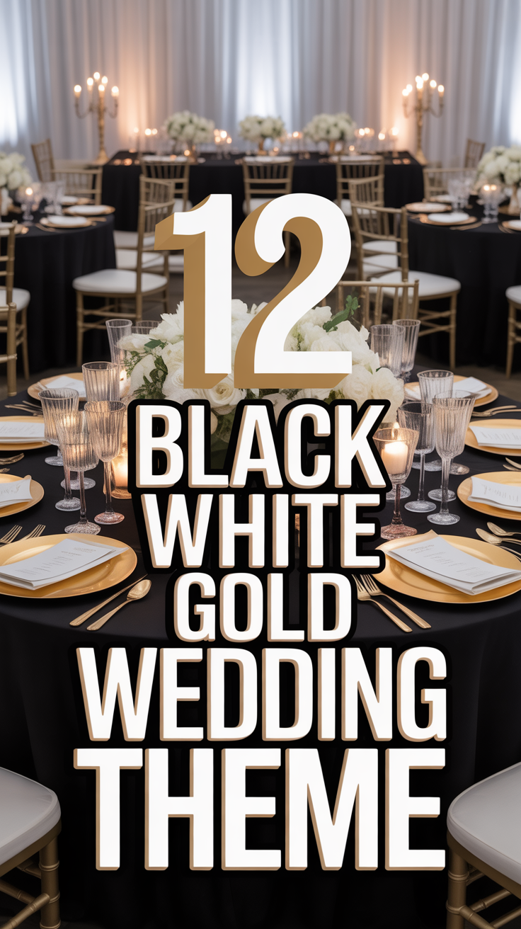 ✨ 12 Black White Gold Wedding Theme