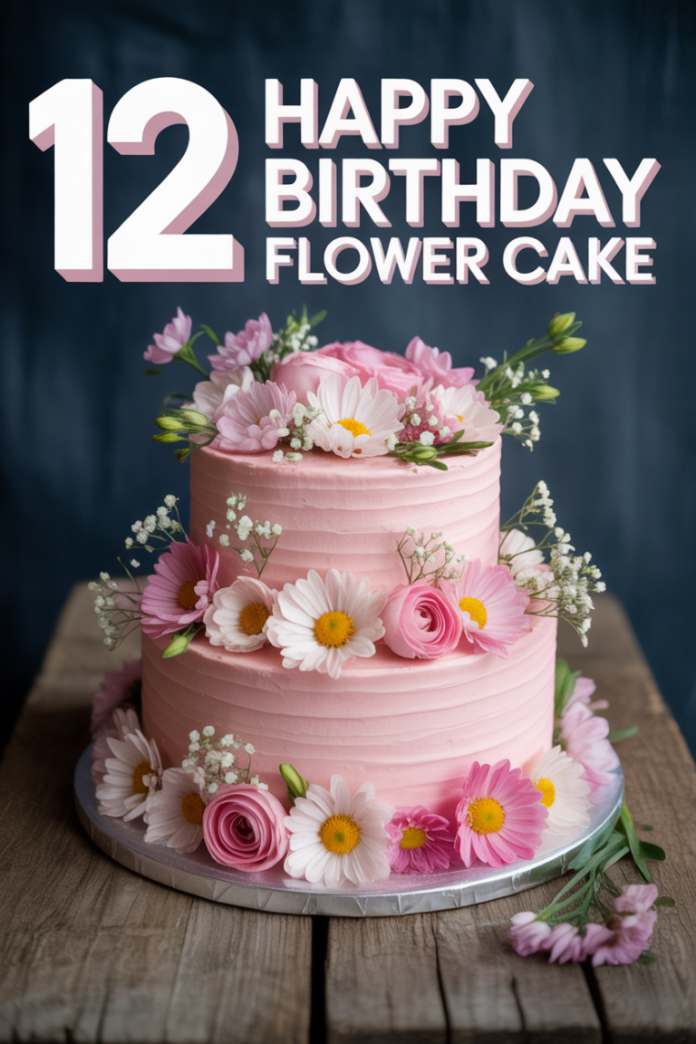 🌸 12 Happy Birthday Flower Cake