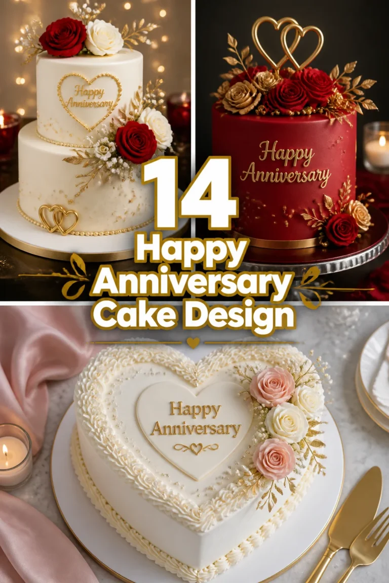 🎂 14 Happy Anniversary Cake Design