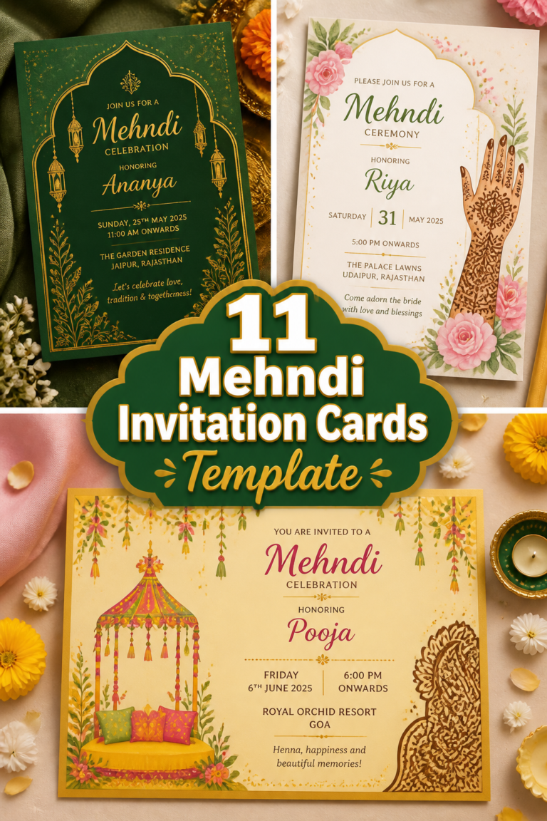 🌸 11 Mehndi Invitation Cards Template