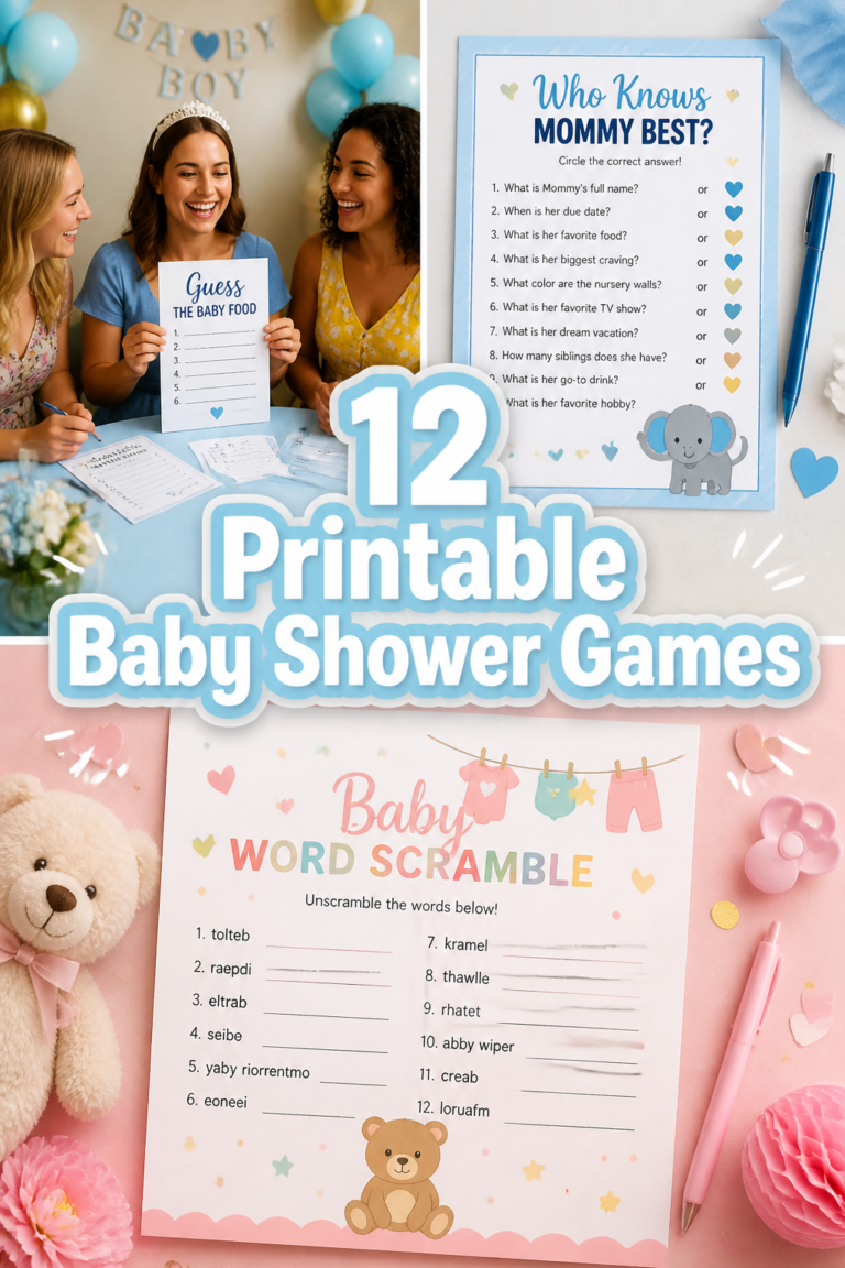 🍼 12 Printable Baby Shower Games