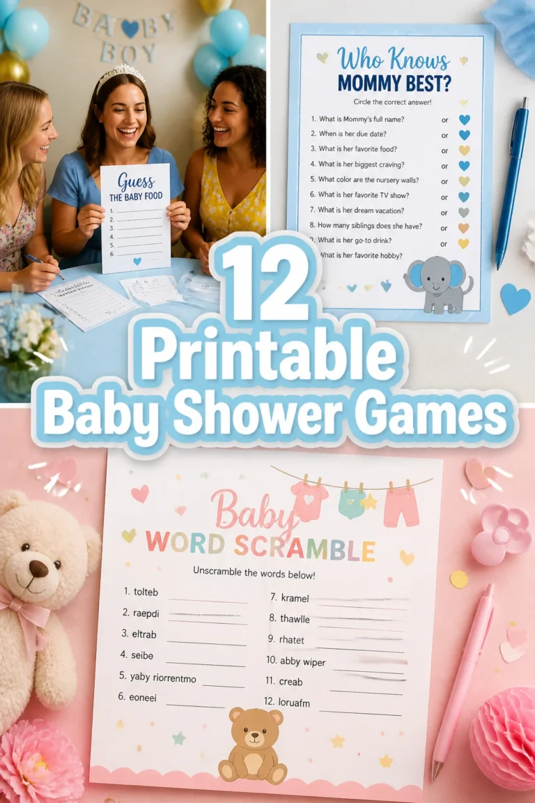 🍼 12 Printable Baby Shower Games
